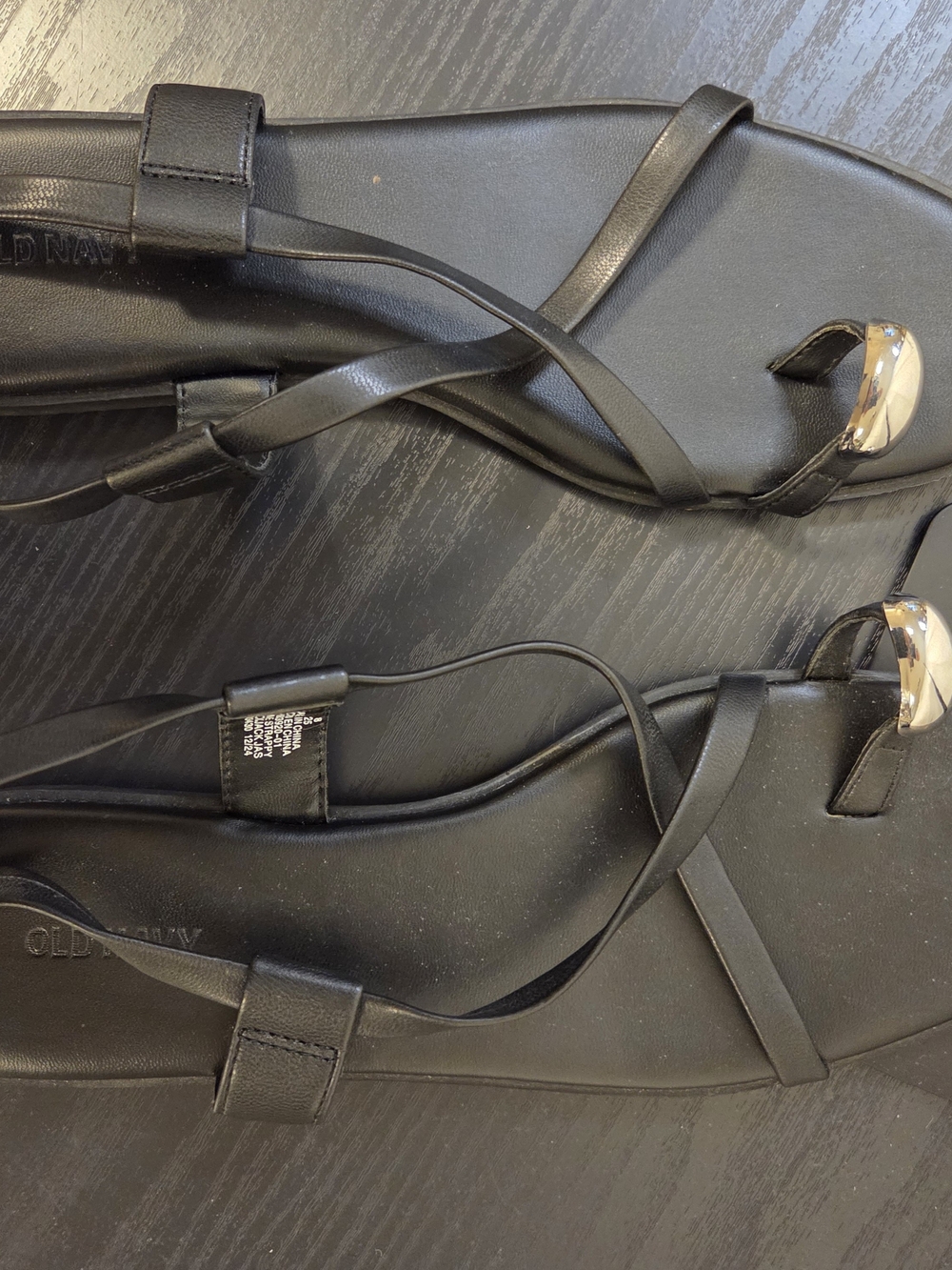 Old Navy Black Strappy Women's Sandals with Gold Toe Accent